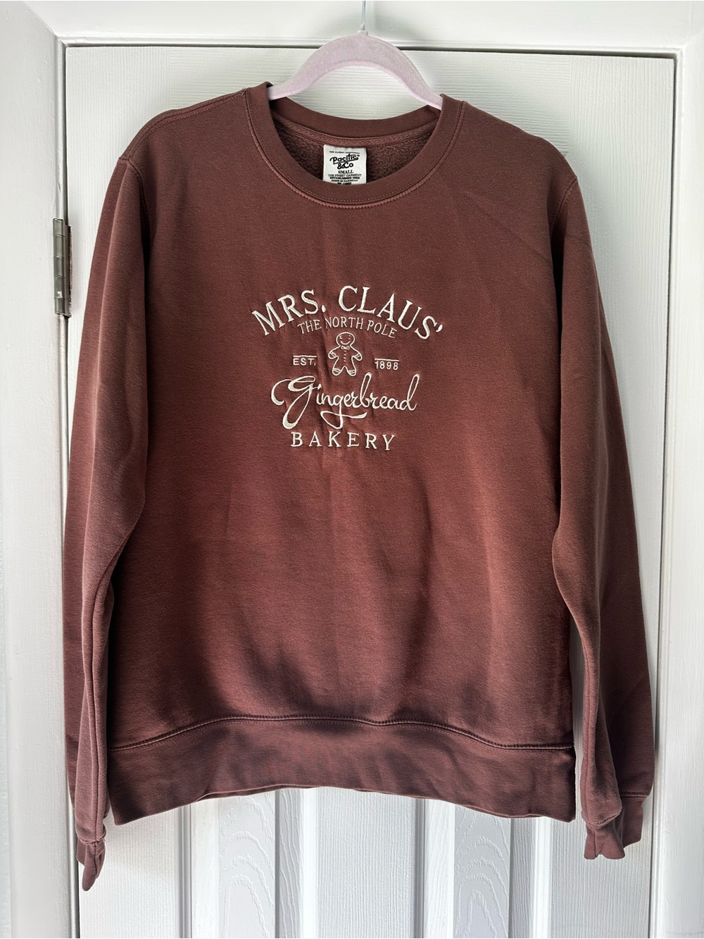 Pacific & Co Brown Mrs. Claus' Gingerbread Bakery Crewneck Sweatshirt